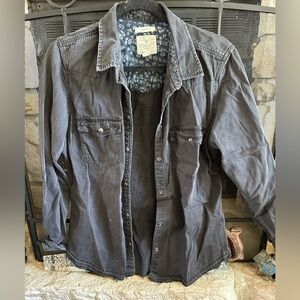 American Eagle Outfitters Gray Button Down Shirt